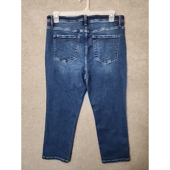 Vervet Cropped Jeans Womens 32 Blue Straight Leg Distressed Stretch - Picture 4 of 8